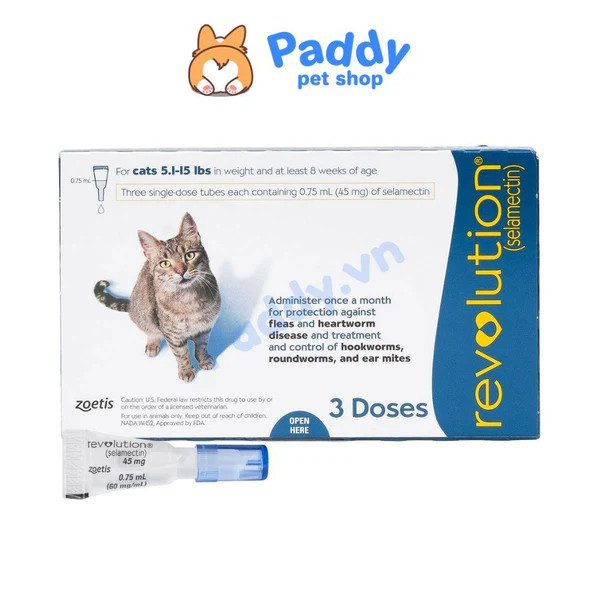 Nhỏ gáy Revolution là sản phẩm trị nội ngoại ký sinh trùng, bao gồm rận tai ở mèo