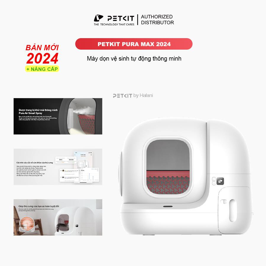 Máy dọn phân mèo PETKIT PURA MAX 2024 với thiết kế hiện đại và màu trắng tinh tế