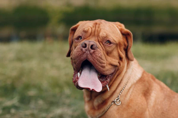 Dogue de Bordeaux với khuôn mặt đầy nếp nhăn đặc trưng