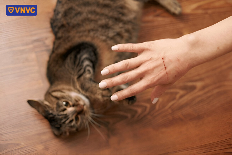 Vết cào xước nhẹ của mèo trên da, cần được sát trùng cẩn thận