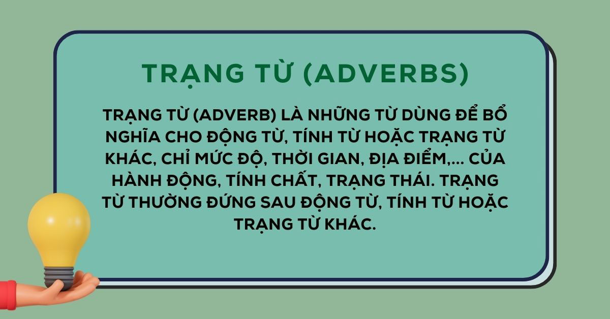 Hình ảnh định nghĩa trạng từ và các vị trí của nó trong câu tiếng Anh