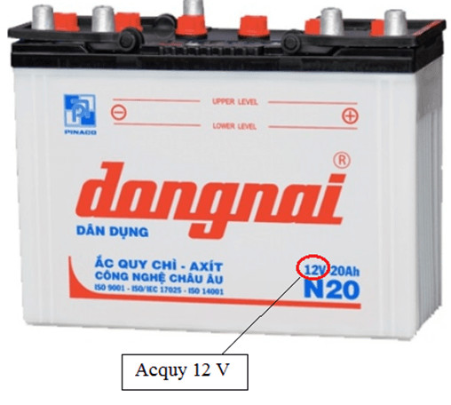 Hiệu điện thế của ắc quy là 12V