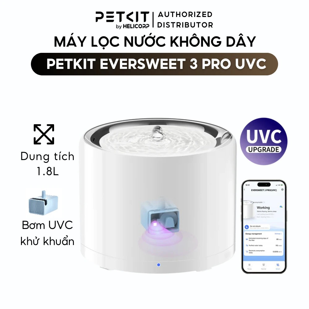 Máy lọc nước PETKIT EverSweet 3 Pro UVC giúp mèo luôn có nước sạch để uống