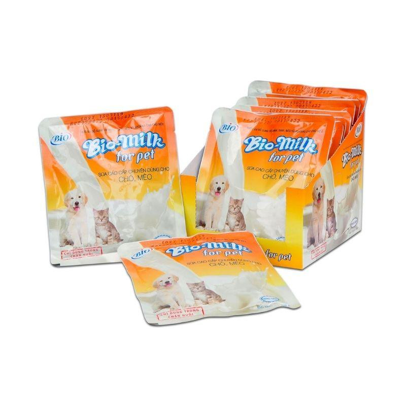 Gói sữa bột Bio-Milk 100g dành cho chó và mèo, cung cấp dinh dưỡng thiết yếu