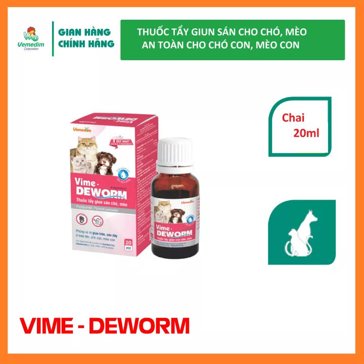 Thuốc xổ giun Vime Deworm dạng nước, tiện lợi cho mèo uống trực tiếp