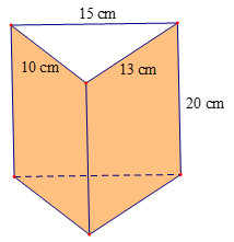 Chiếc hộp dạng lăng trụ đứng tam giác với các cạnh đáy và chiều cao